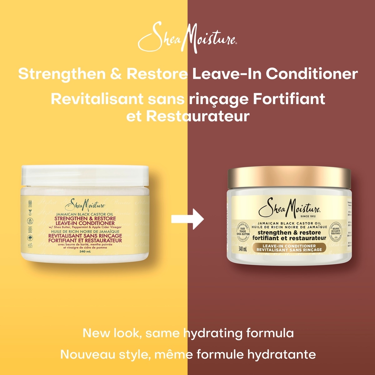 Strengthen & Restore Leave-in Conditioner for dry hair Jamaican Black Castor Oil with Shea Butter, Peppermint and Apple Cider Vinegar 340 ml
