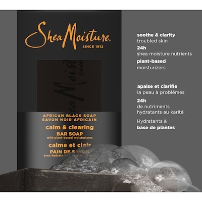 Sheamoisture Bar Soap Soothing And Clarifying Bar Soap African Black Soap With 24H Nutrients For Healthy, Glowing Skin, 227G 6