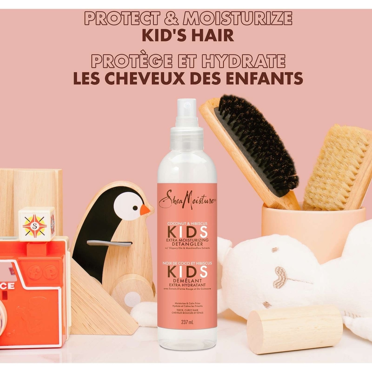 Démêlant Extra Hydratant pour cheveux bouclés et épais SheaMoisture KIDS Noix de Coco et Hibiscus avec extraits d'orme rouge et de racine de guimauve