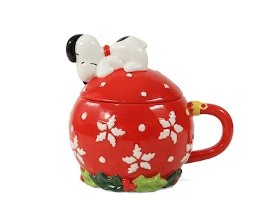 Tasse Snoopy avec couvercle en forme d’ornement de Noël