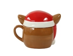 Rudolph Santa Hat Covered Mug 2
