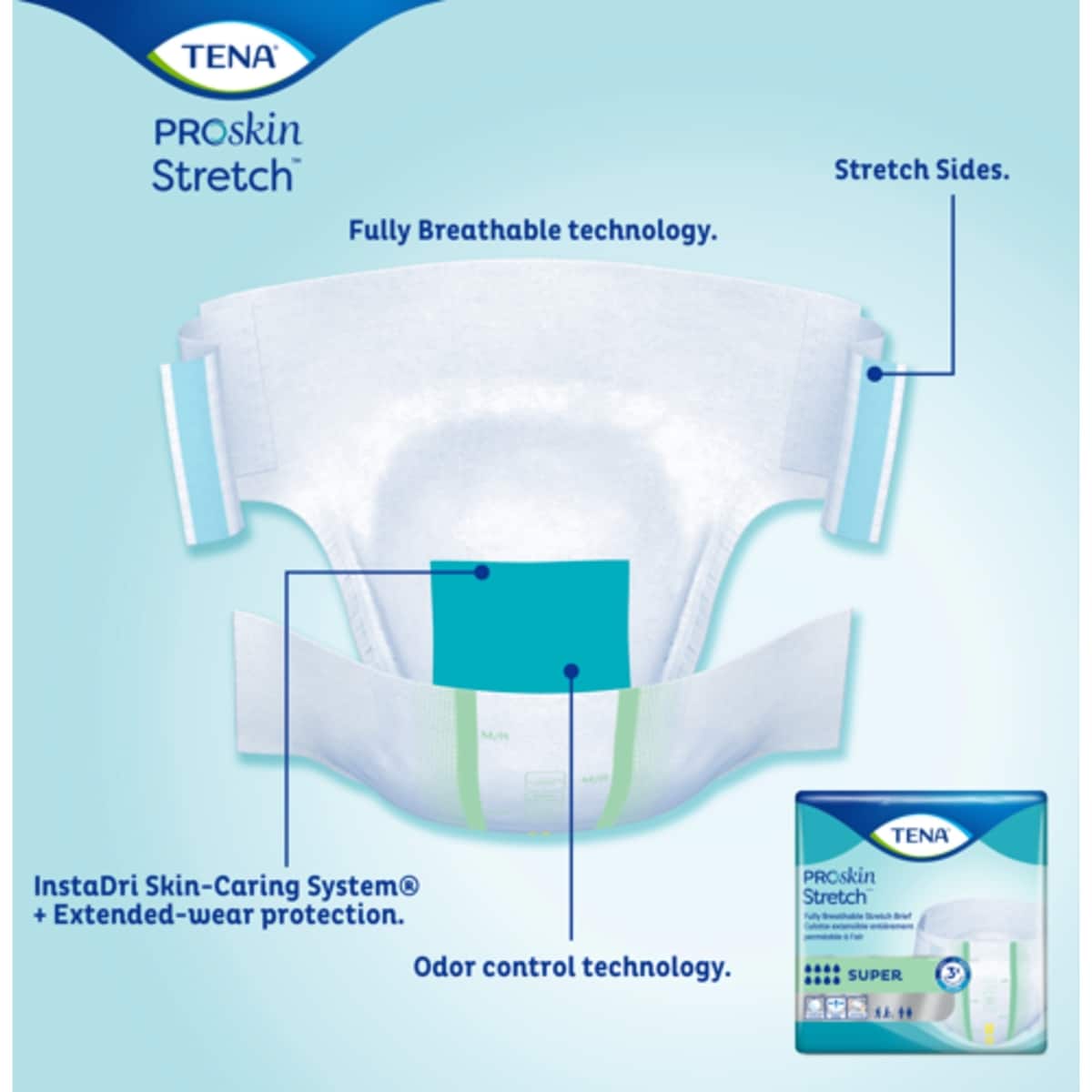Stretch Adult Incontinence Brief, Super Absorbency, Medium/Regular, Green