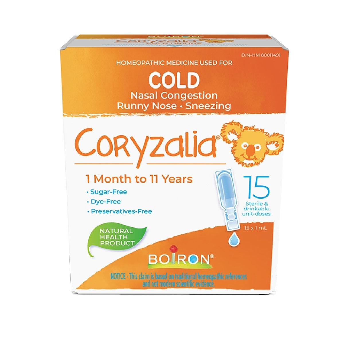 Coryzalia pour le rhume et ses symptômes chez les enfants de 1 mois à 11 ans