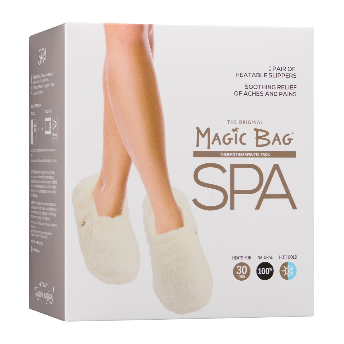 Ivory plush heatable slippers small/medium