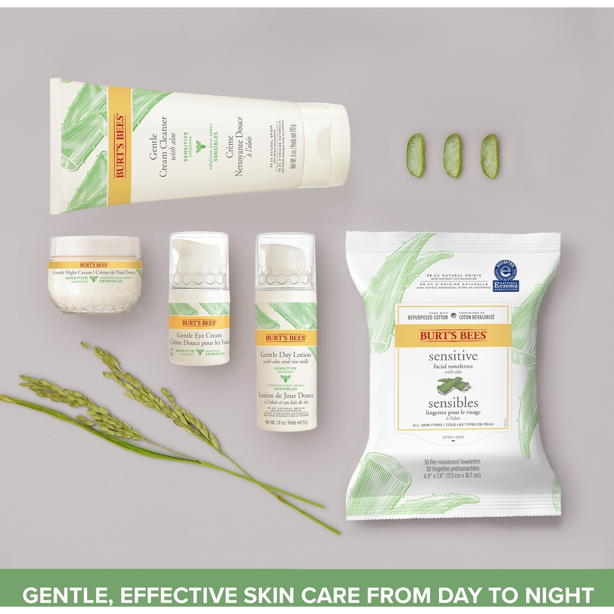 Sensitive Solutions Gentle Facial Cream Cleanser, Daily Face Wash for Sensitive Skin with Aloe, 98.9% Natural Origin, Developed with Dermatologists
