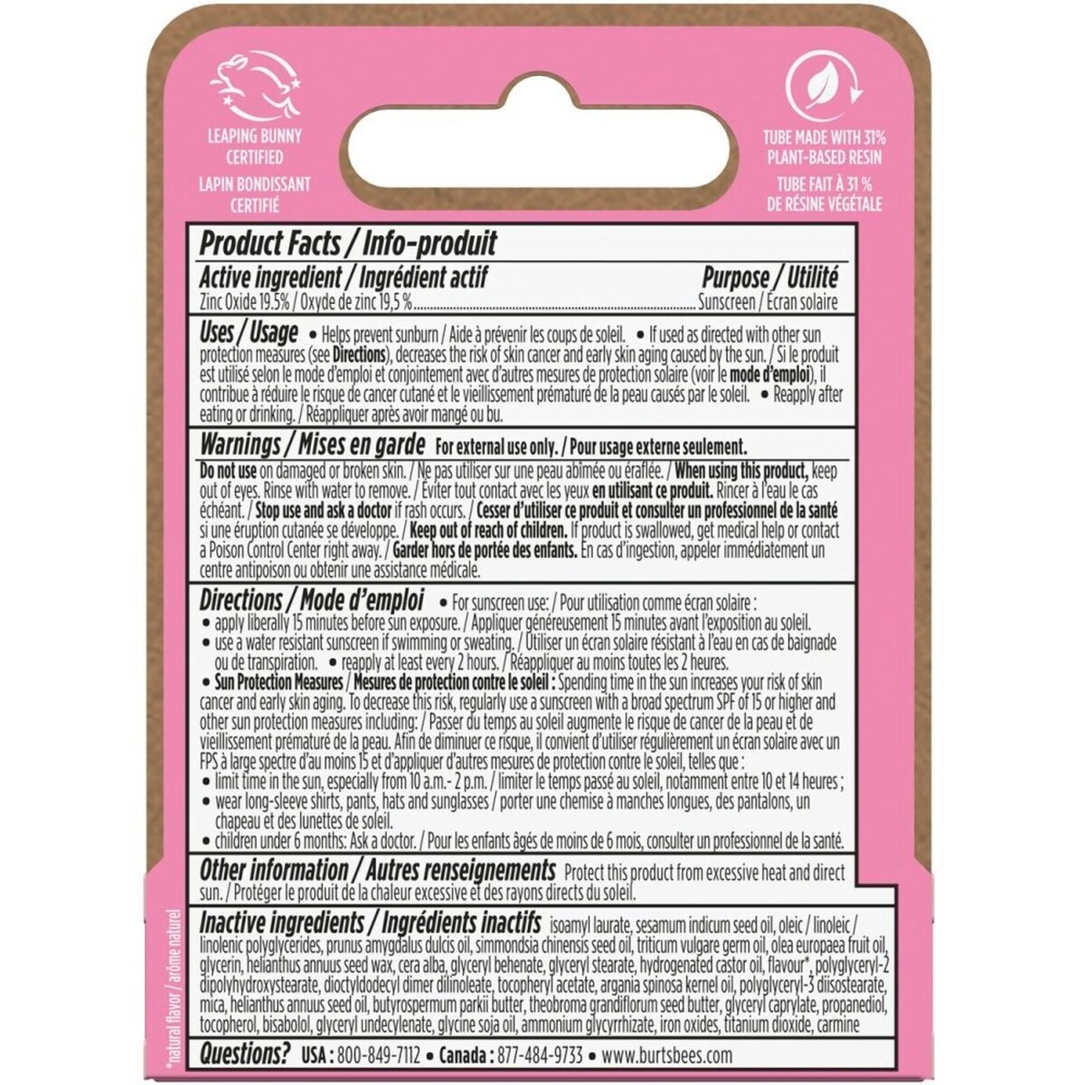 Tinted Lip Balm, SPF 30 100% Natural Origin Mineral Sunscreen, Wild Peony