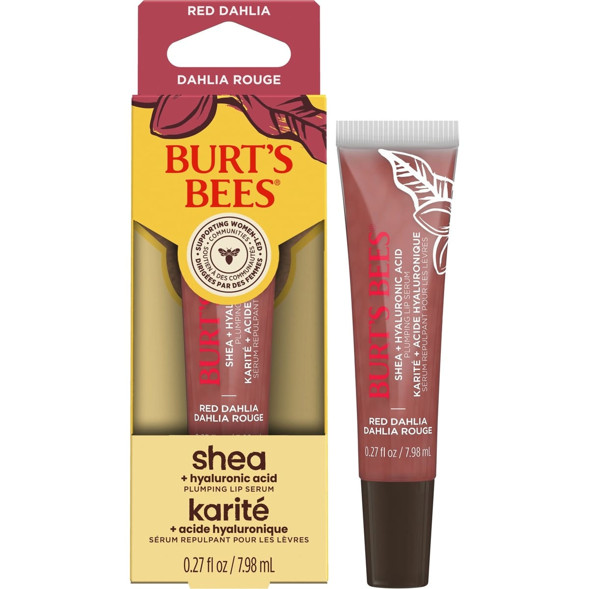 Burt's Bees Shea + Hyaluronic Acid Rose Plumping Lip Serum, Natural Origin Lip Care, 1 Tube