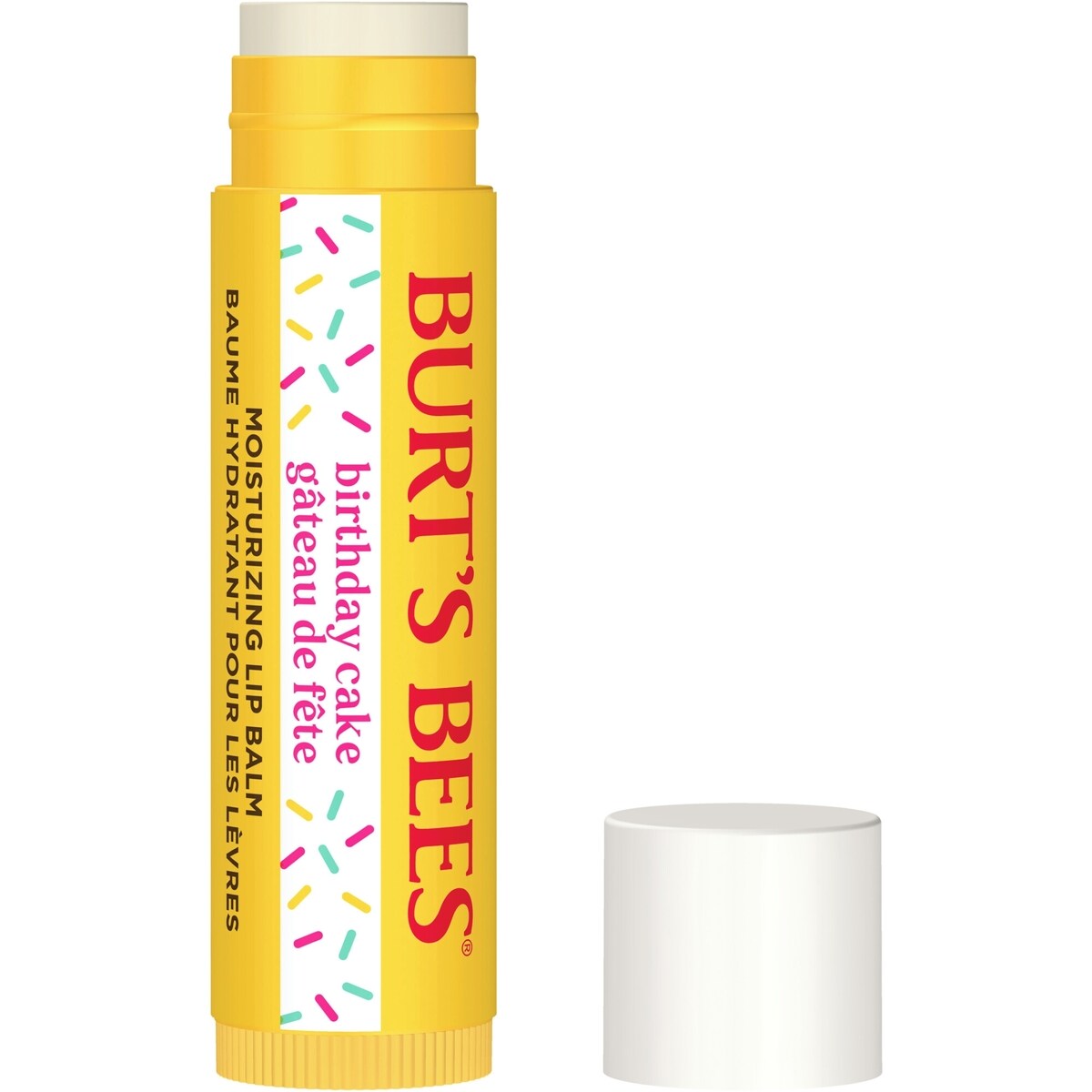 Baume hydratant pour les lèvres de Burt’s Bees® d’origine naturelle à 100 %, gâteau de fête, 1 tube