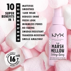 Marshmellow Matte Setting Spray, 10-in-1 makeup extending benefits, 16H wear, Vegan formula 2
