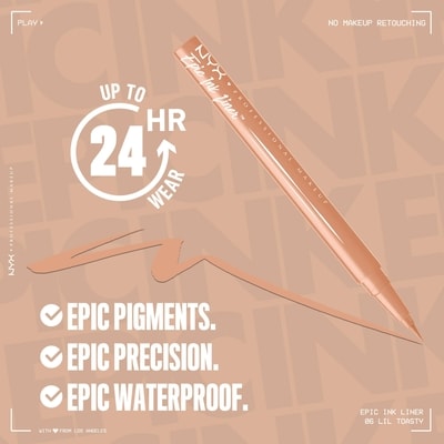 Epic Ink Liner, Waterproof Liquid Eyeliner, Flake Resistant & Smudge-Proof Formula, Flexible Brush Tip, Intense Pigment, Matte Finish 3