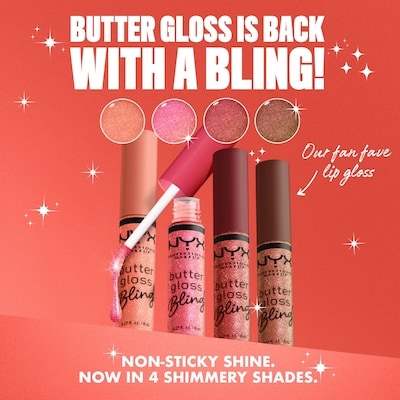 Butter Gloss Bling Lip Gloss, Non- Sticky Lip Gloss, High Shine, Universally Flattering 6