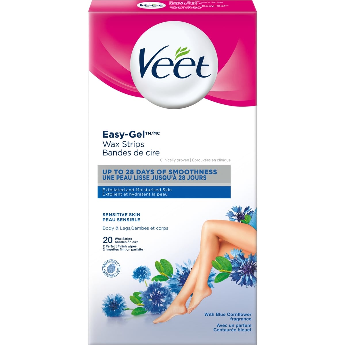 Bandes de cire Veet® ProfessionalMC pour les jambes et le corps, peaux sensibles
