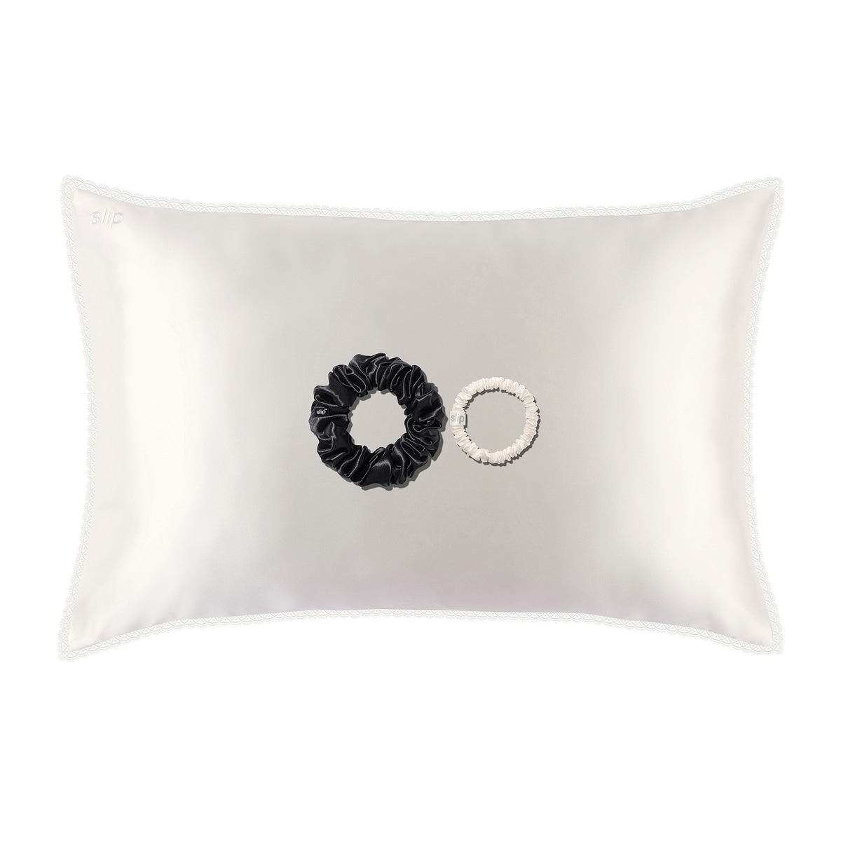 slip pure silk queen gift set with lace trim - charm