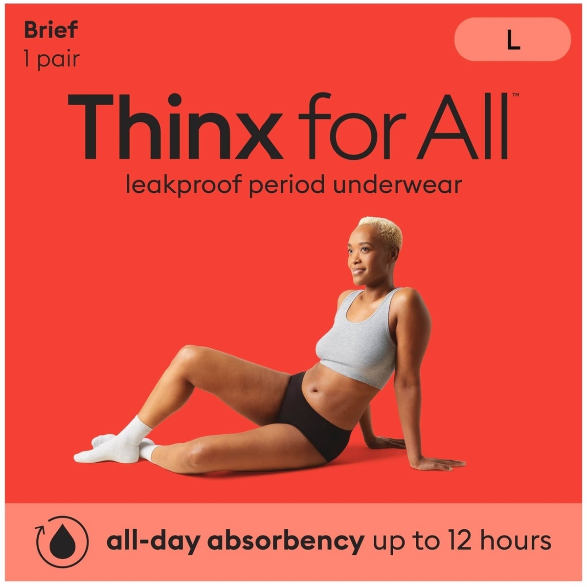 Culotte confortable pour tous les jours Thinx for All Women, sous-vêtement pour les règles contre les fuites, taille grande, noir