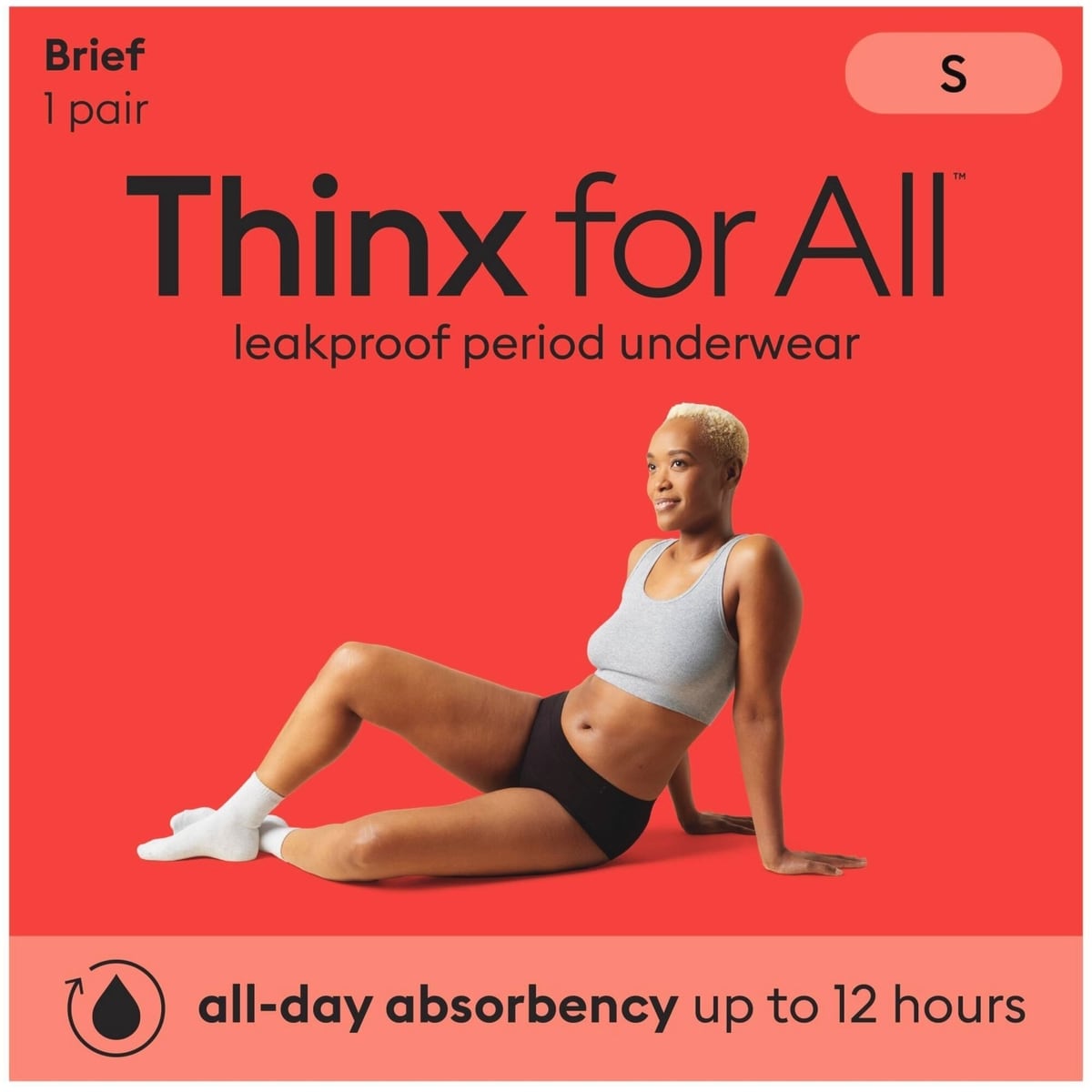 Culotte confortable pour tous les jours Thinx for All Women, sous-vêtement pour les règles contre les fuites, taille Petit, noir