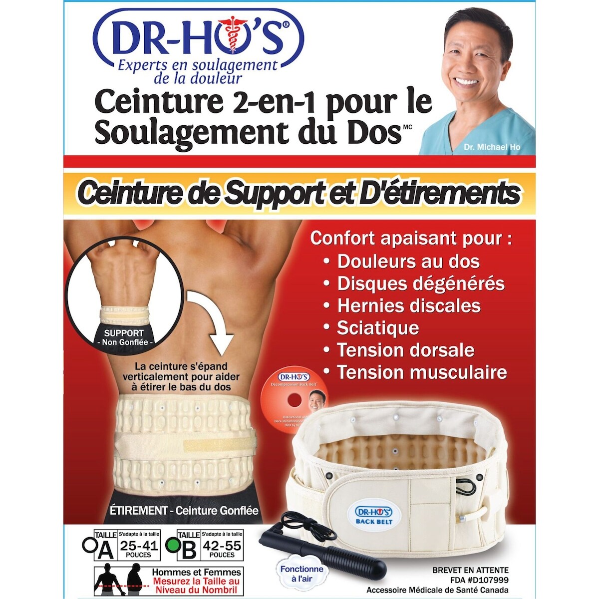 Ceinture 2-in-1 pour le Soulagement du Dos