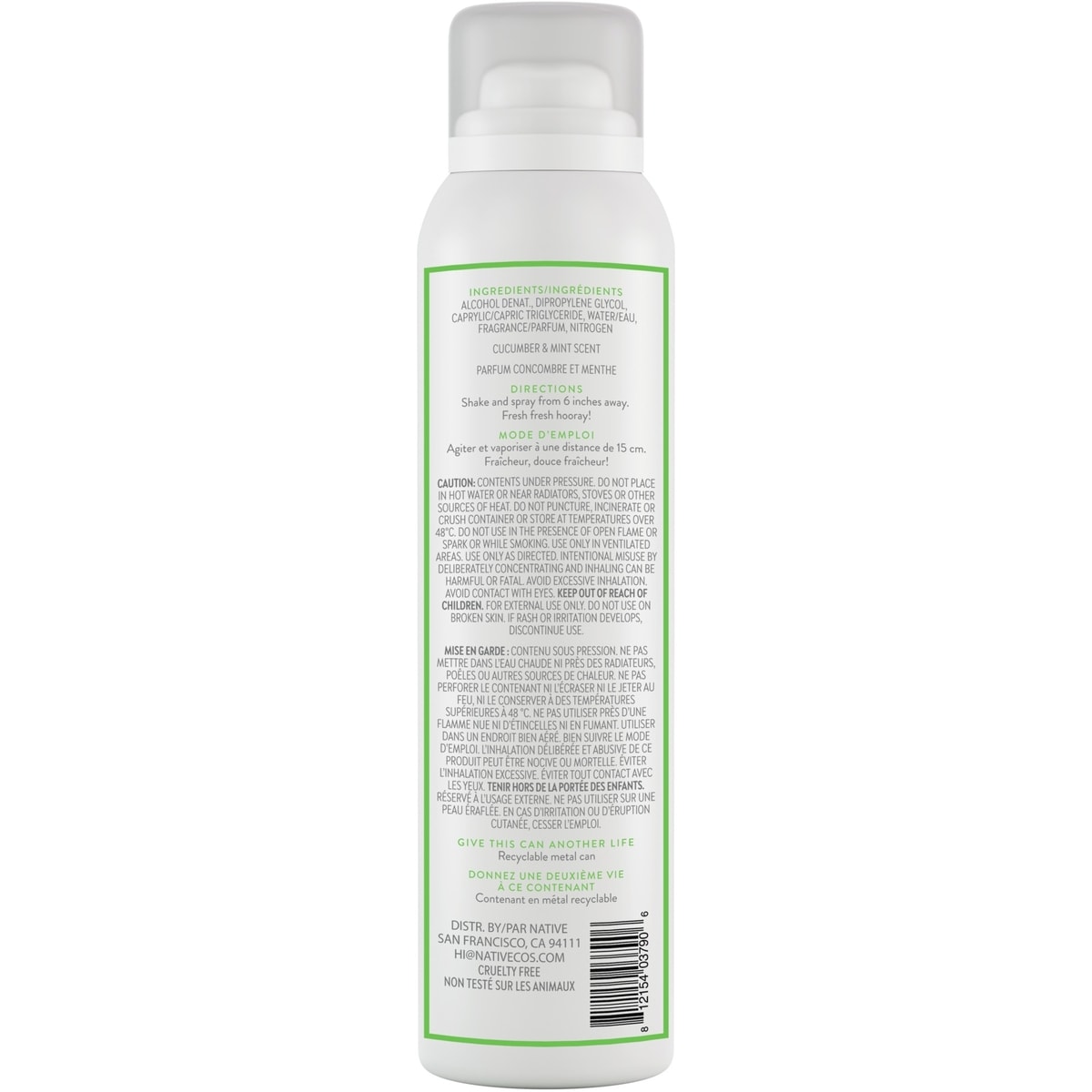 Aerosol-Free Spray Deodorant, Cucumber & Mint