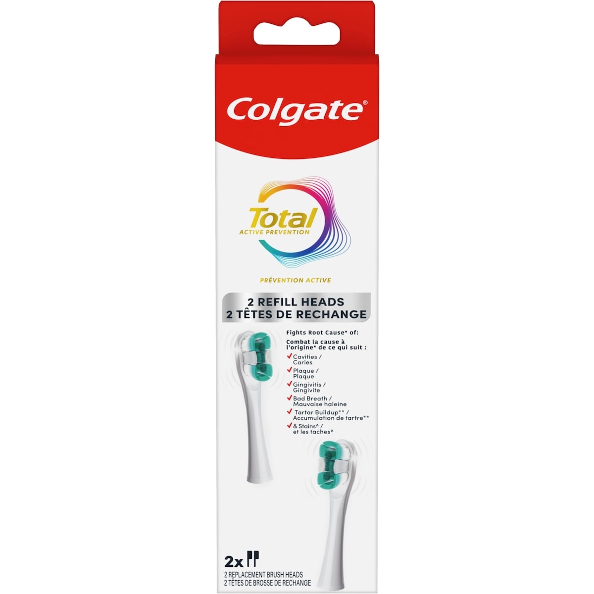 Colgate Total Battery Replacement Toothbrush Heads, White 2 Count