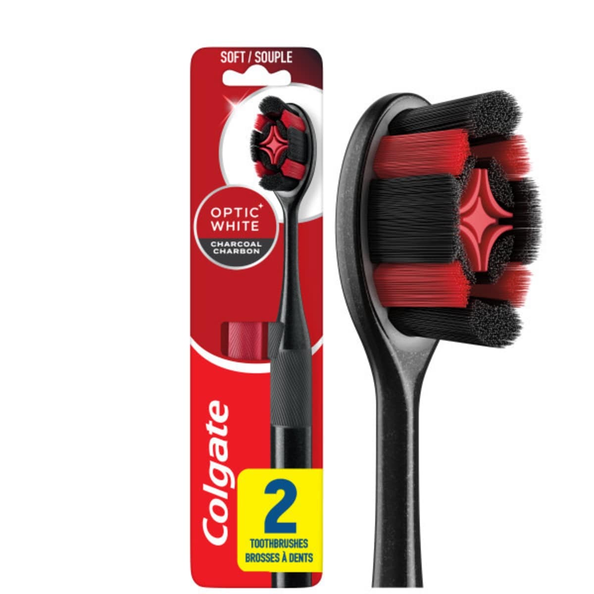 Brosse à dents souple au charbon Optic White pour adultes