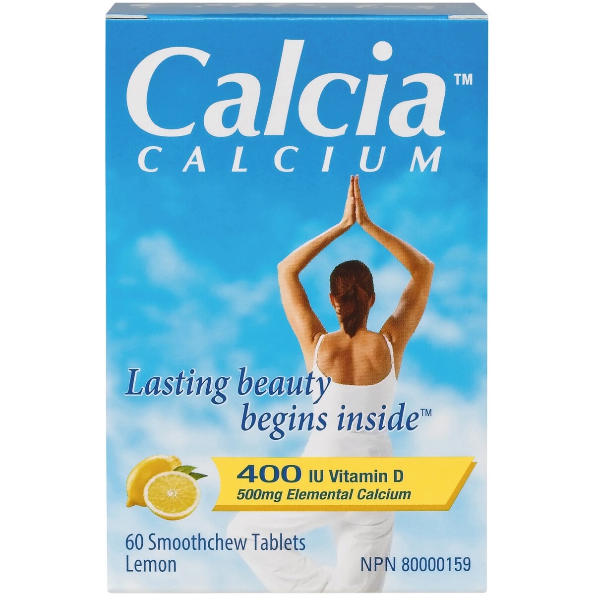 Calcia Calcium avec Vitamin D 400 UI 500MG Citron