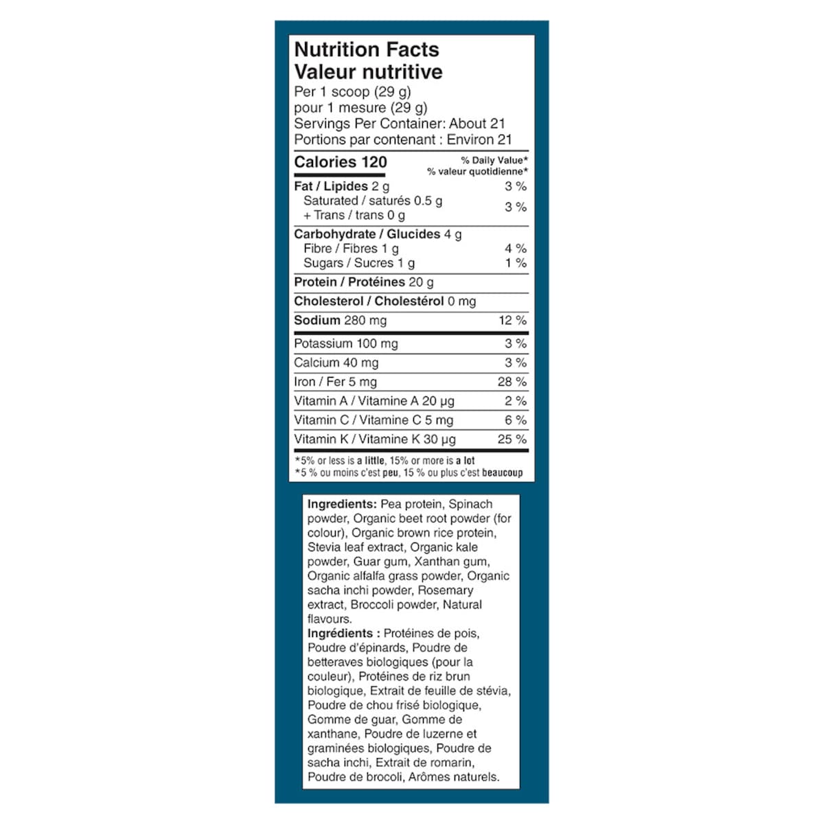 Protéines et légumes verts - Baies