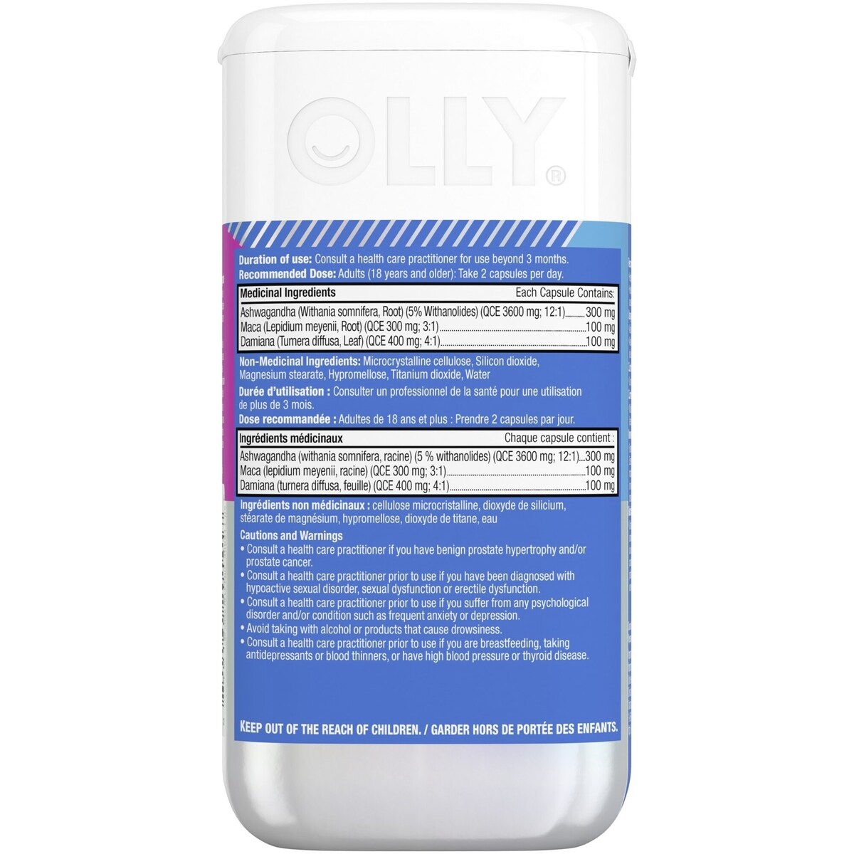 Suppléments en Capsules prend en charge une conduite et une sensation saines OLLY  Aimer la Libido suppléments pour femmes avec ashwagandha, damiana et maca 40 capsules