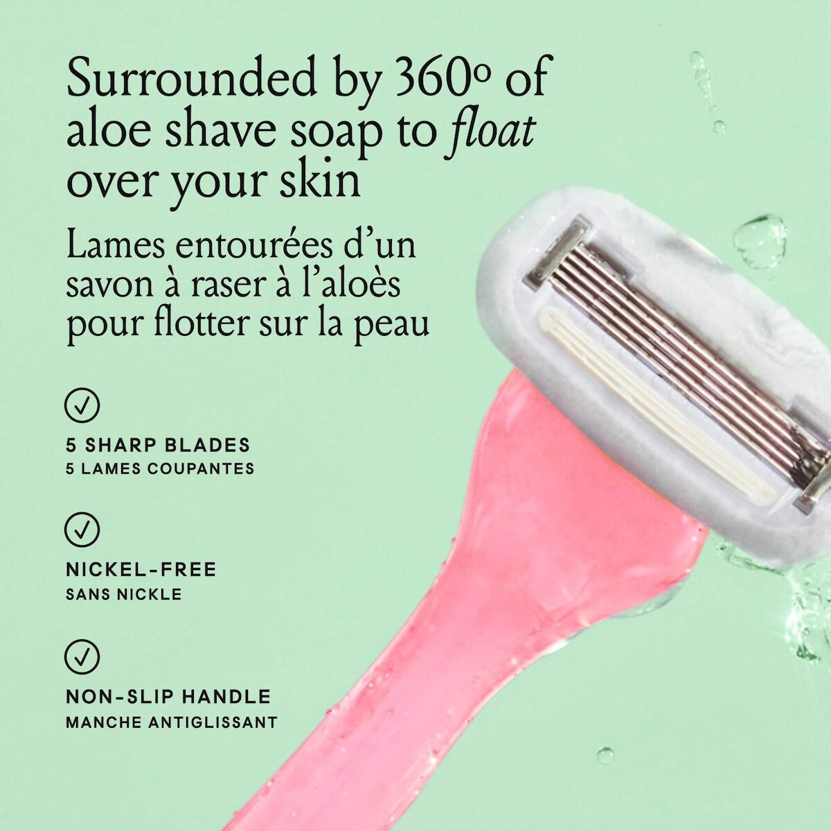 Billie Women’s Razor Kit - 1 Handle + Magnetic Holder + 2 x 5-Blade Refills - Pink Sparkle