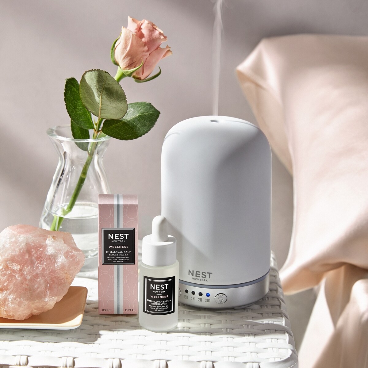 Huile de diffuseur de brume Sel de mer de l’Himalaya et eau de rose