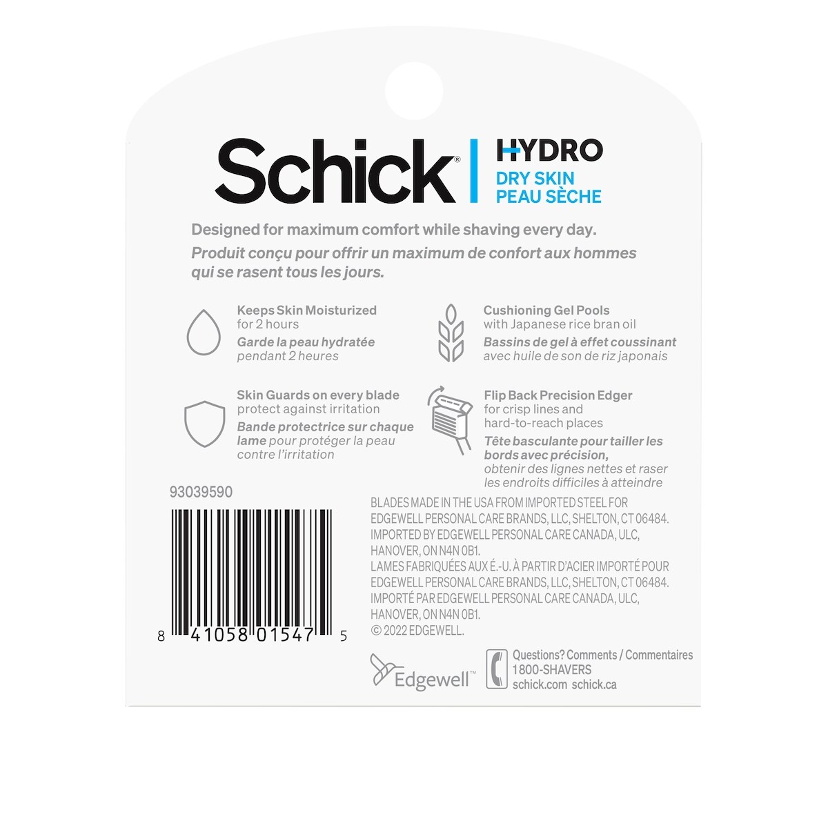 Cartouches de lames Schick Hydro Skin Comfort pour peau sèche
