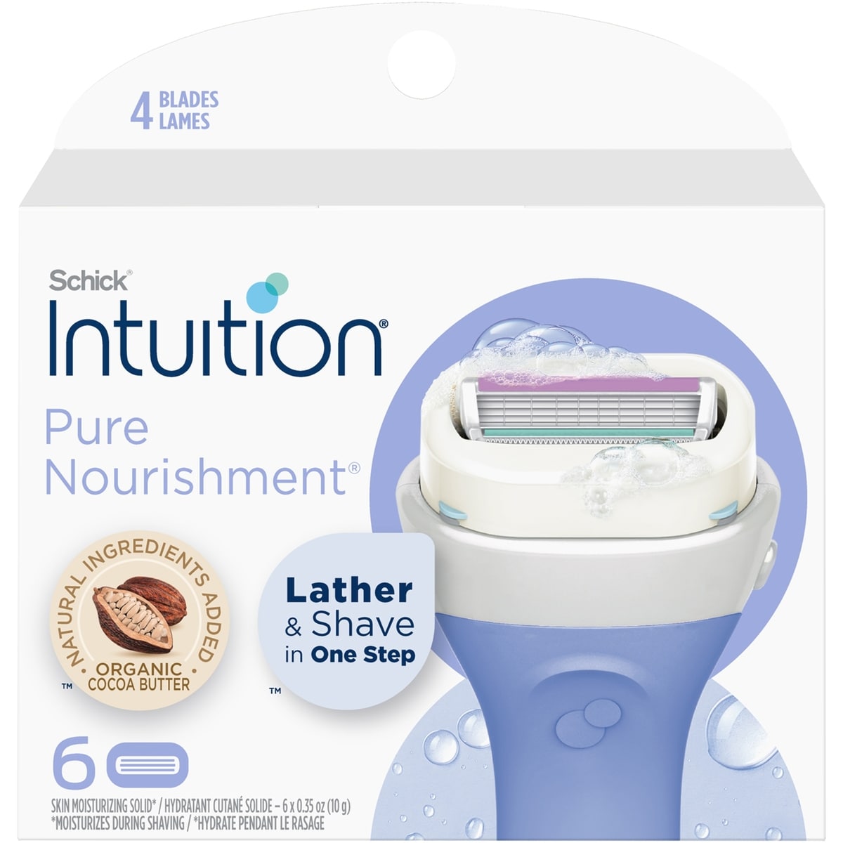 Cartouches de lames Schick Intuition Pure Nourishment avec lait de noix de coco et huile d’amande douce