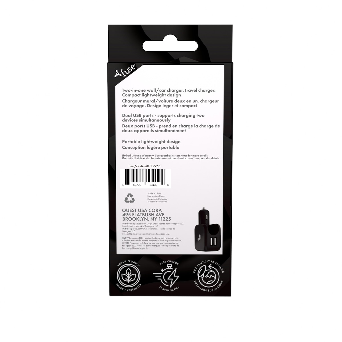 2.1Amp Car/Wall Charger Black