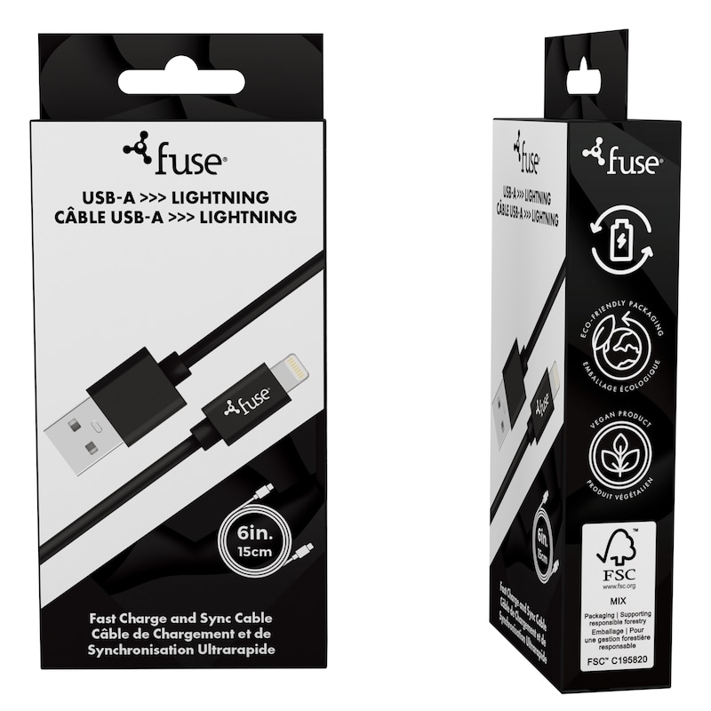 6In Lightning Cable- Black