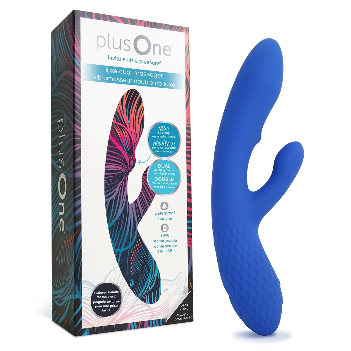Plus One Luxe Dual Rabbit Vibrator for Women with Stroking Massage Bead -  Made of Body-Safe Silicone, Fully Waterproof, USB Rechargeable - Dual  Vibrating Massager with 10 Vibration Settings