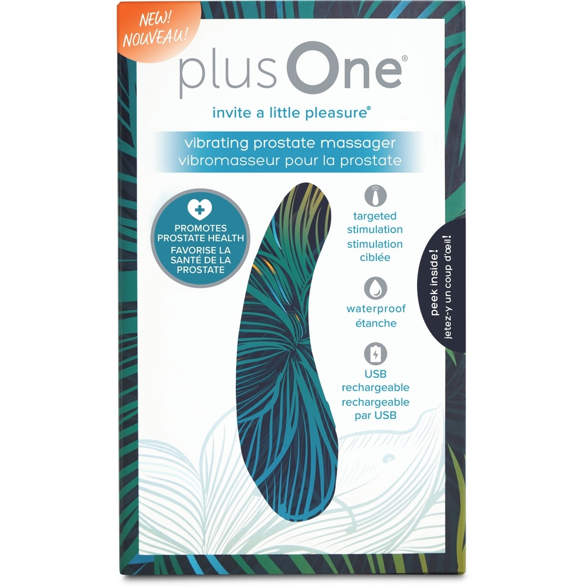 plusOne Vibrating Prostate Massager - 4.6” External Male Perineum Stimulator with 10 Vibration Modes, Waterproof & Rechargeable