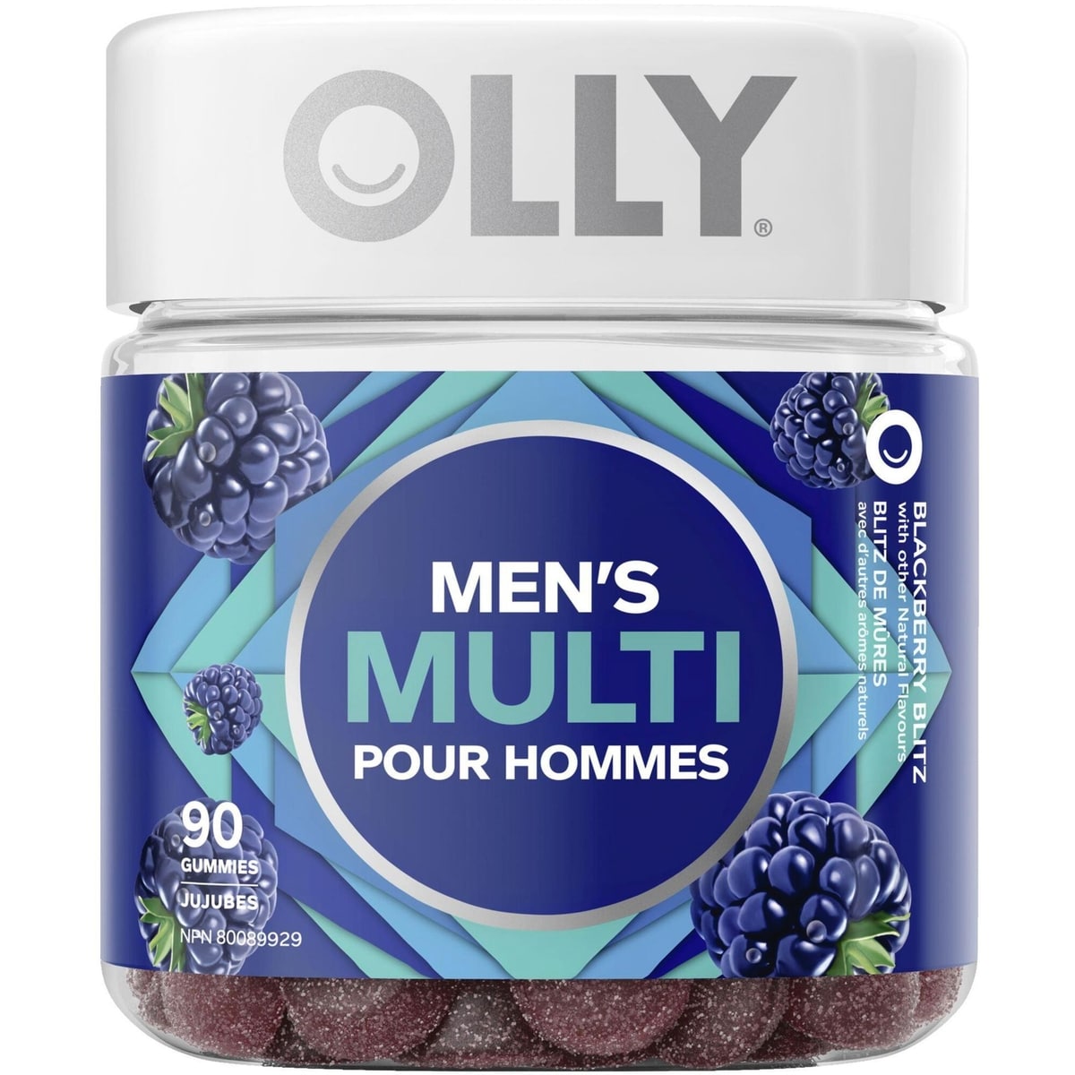 vitamine Pour Hommes OLLY Blitz de Mûres sans gluten 45 jours 90 gélifiés
