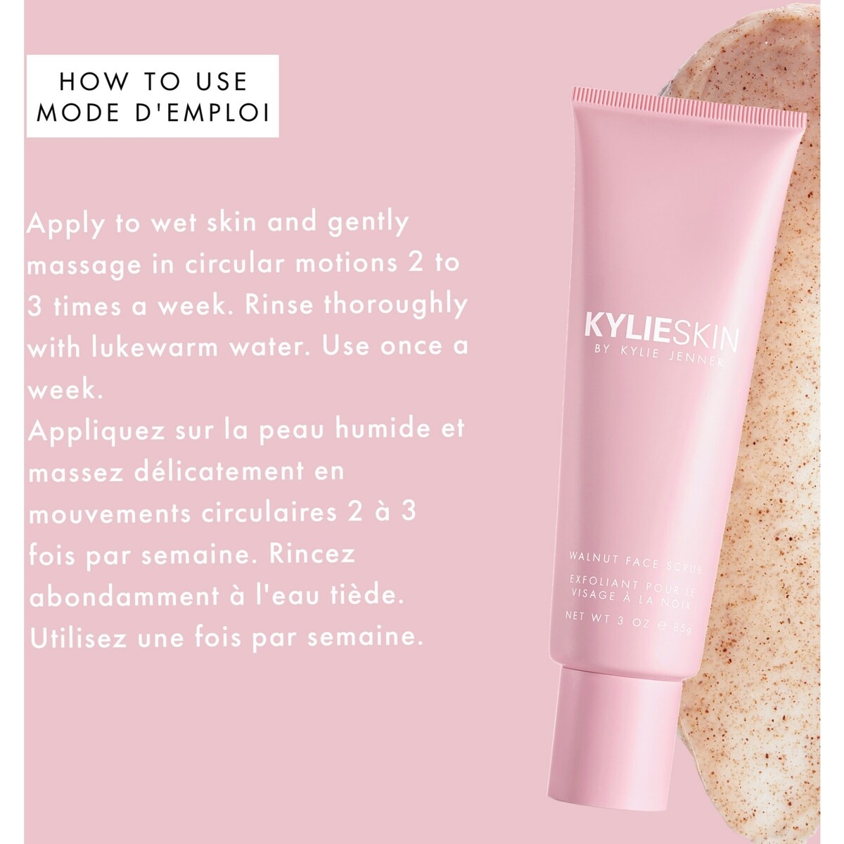 Exfoliant pour le visage à la noix, exfoliation en douceur, teint éclatant