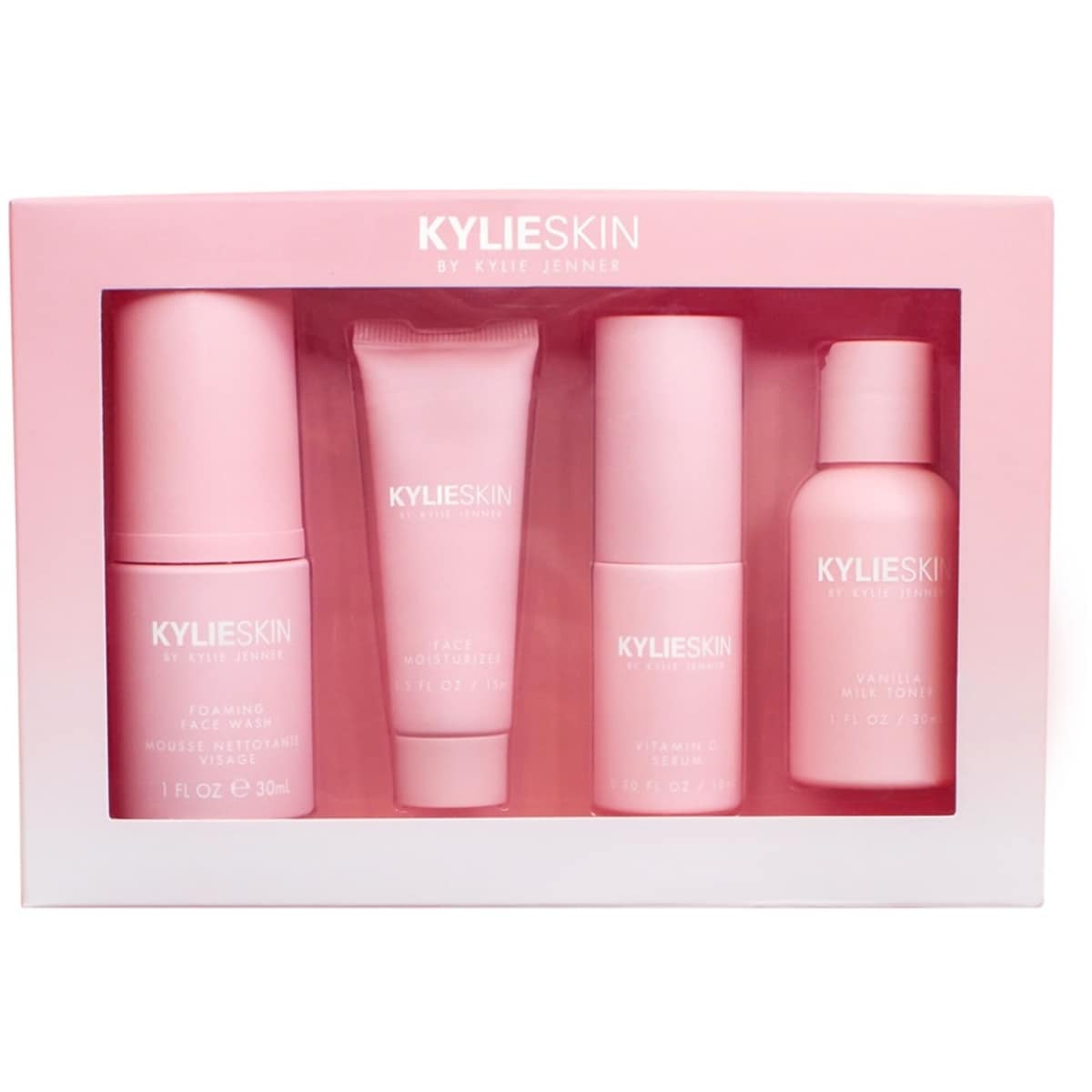 Coffret Découverte de 4 Mini Produits Visage: Mini Nettoyant Moussant, Mini Hydratant, Mini Sérum Vitamine C, Mini Lait Tonique à la Vanille