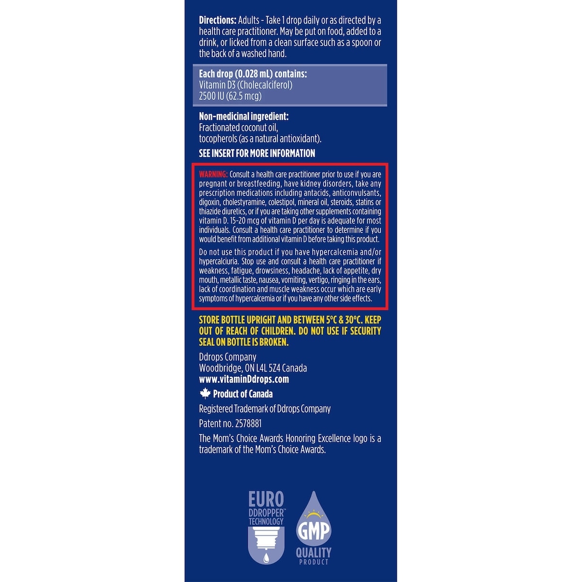 Ddrops Adulte 2500 UI vitamine D3, 180 gouttes