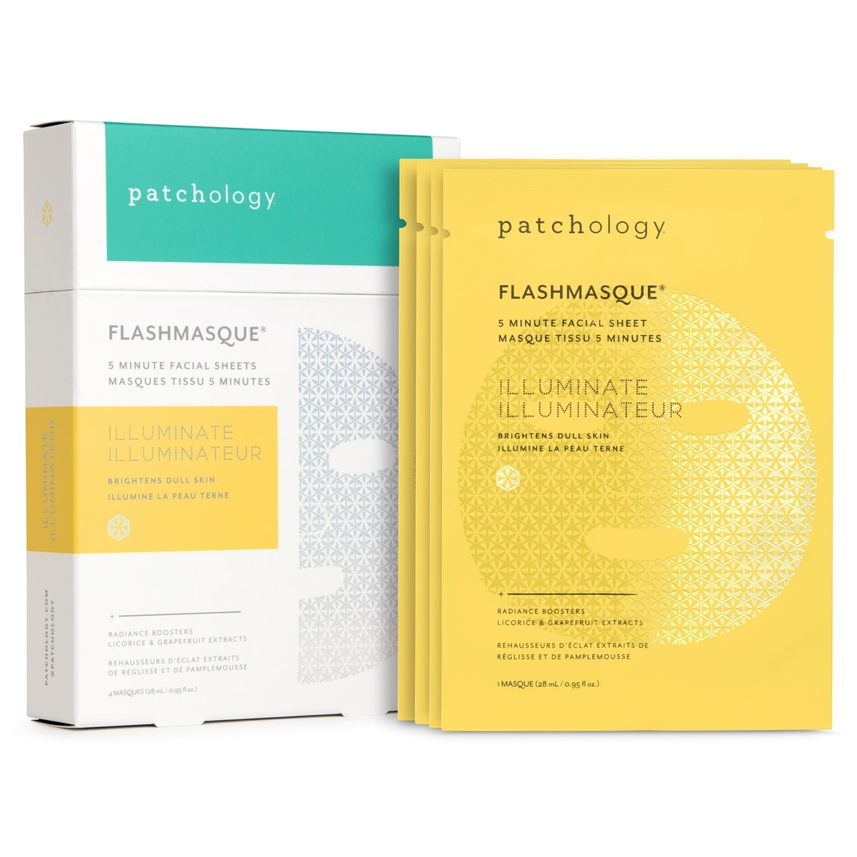 FlashMasque® Masques Tissu 5 Minutes : Illuminateur (4 masques