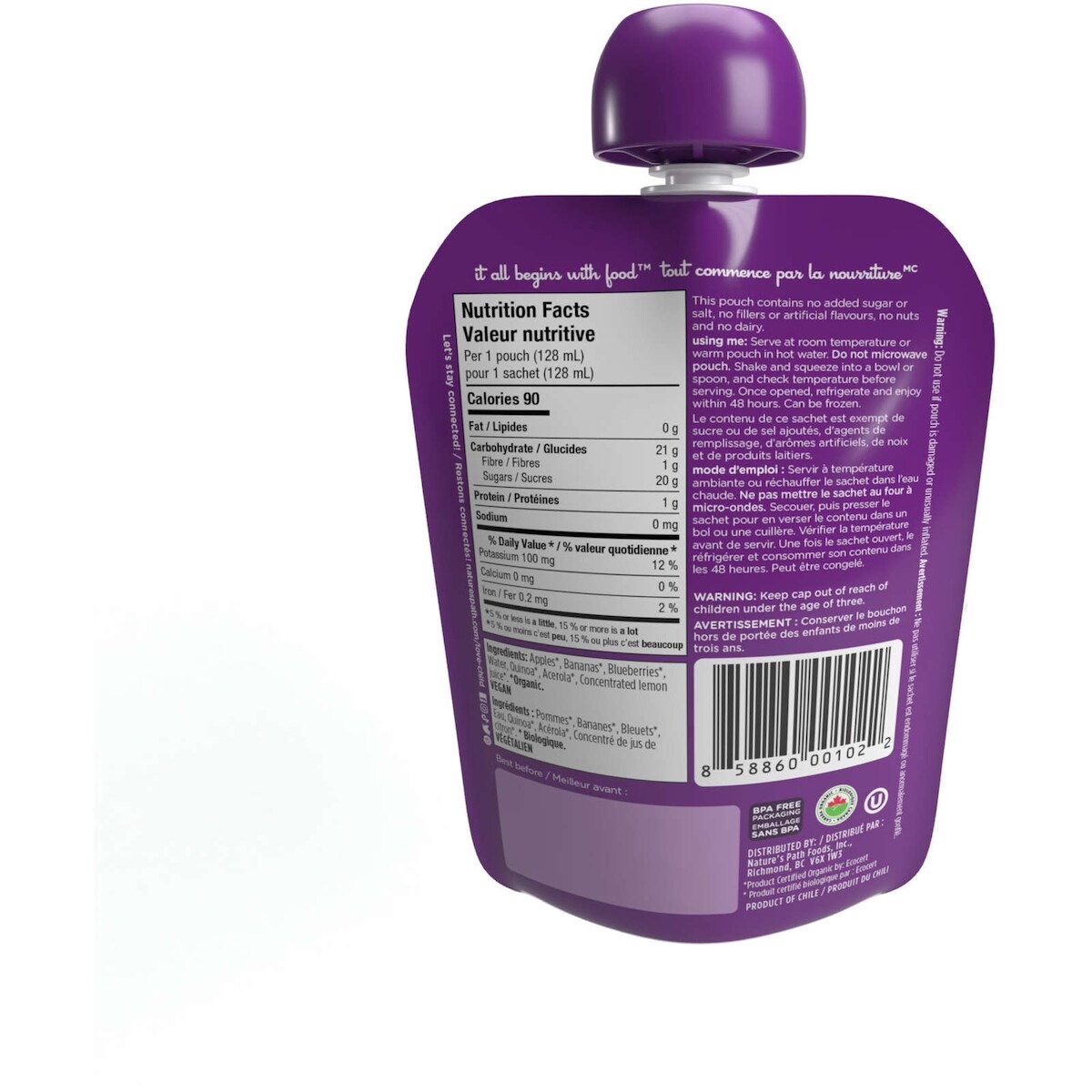 Purée pommes, bananes + bleuets Superblends