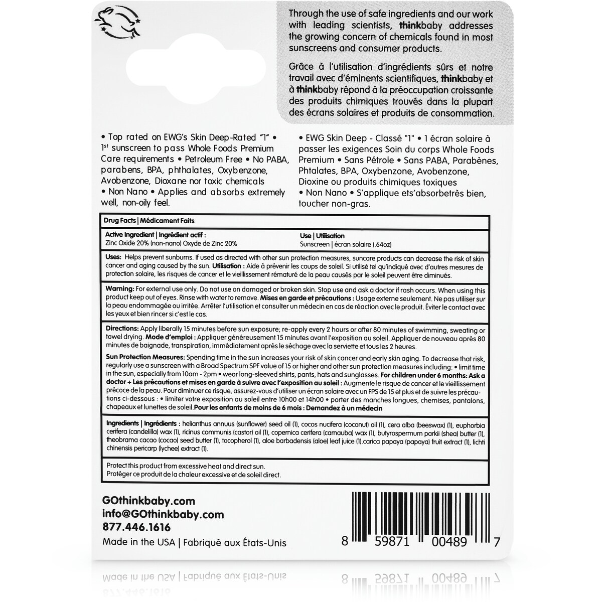 Thinksport Kids Safe Mineral Sunscreen StickSPF 30+