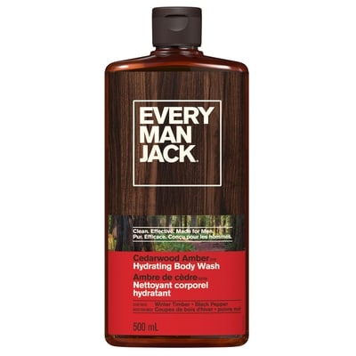Cedarwood Amber Hydrating Body Wash for Men, Naturally Derived