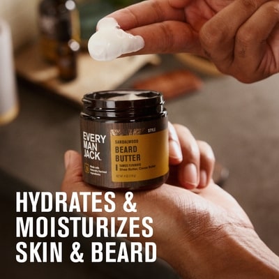 Bois de santal et teck Beurre adoucissant hydratant pour barbe et barbe courte pour hommes, d'origine naturelle 3