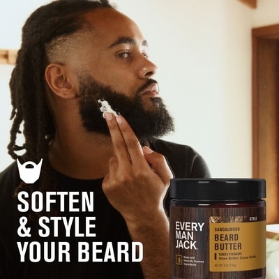 Bois de santal et teck Beurre adoucissant hydratant pour barbe et barbe courte pour hommes, d'origine naturelle 6