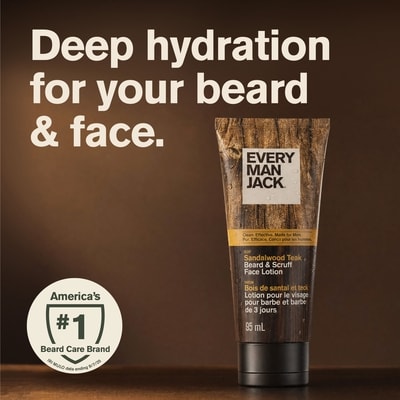 Sandalwood Teak Beard Scruff Face Lotion for Men, Naturally Derived 2