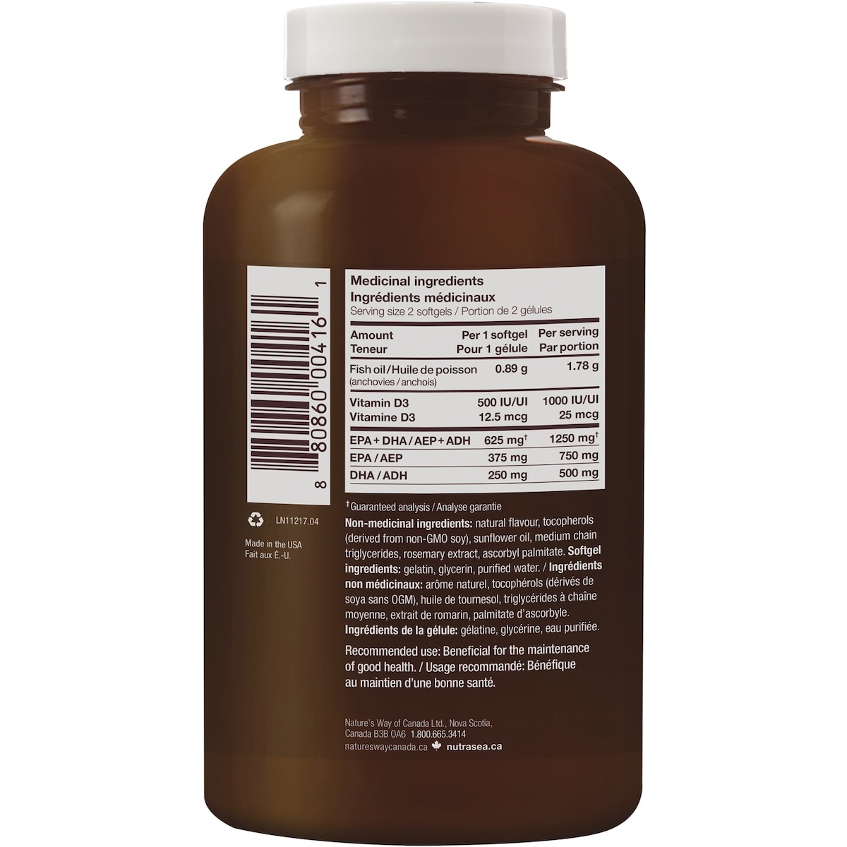Gélules liquides Oméga-3 NutraSea+D, Menthe fraîche