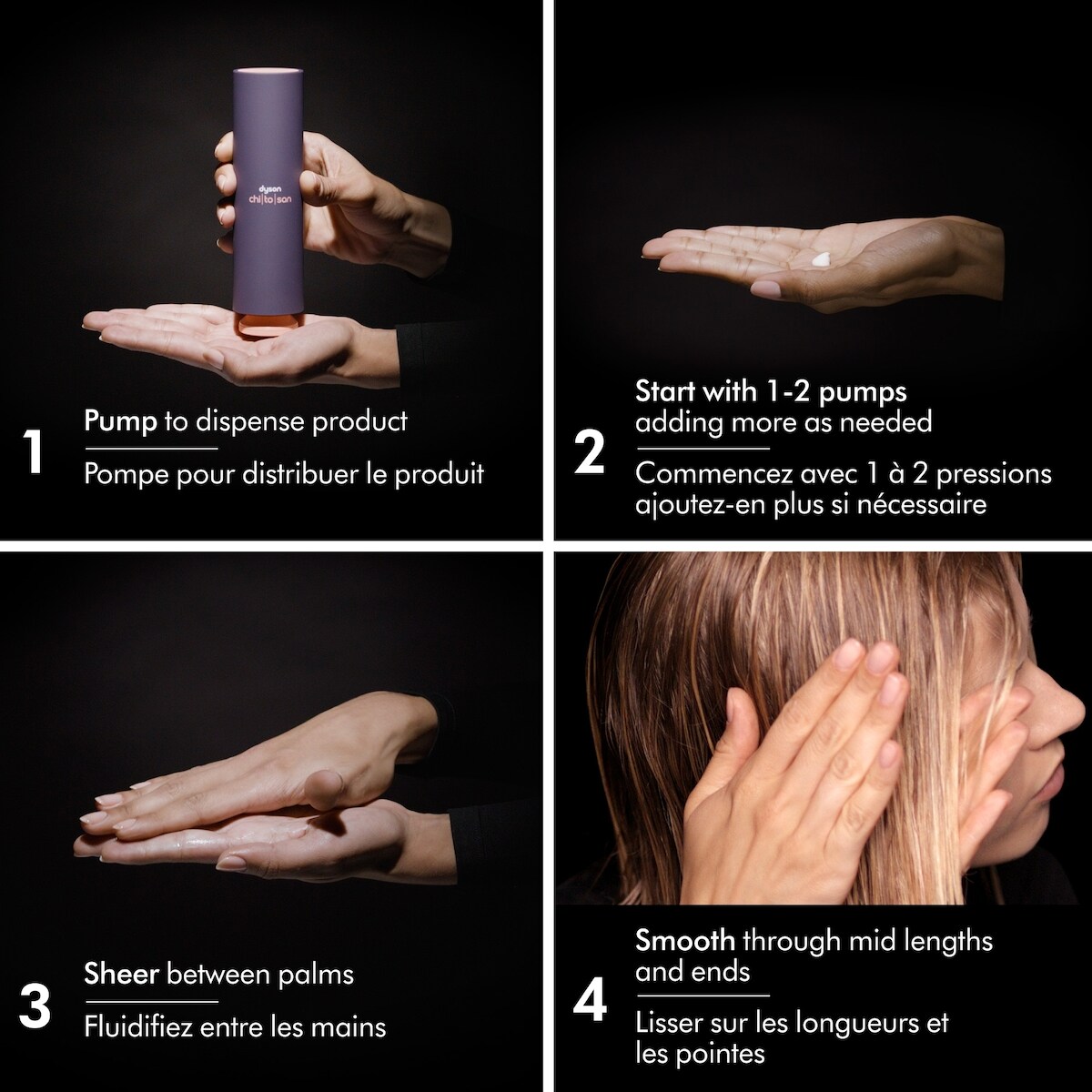 Crème de précoiffage Dyson Chitosan pour revitalisation légère des cheveux droits à ondulés (100ml
