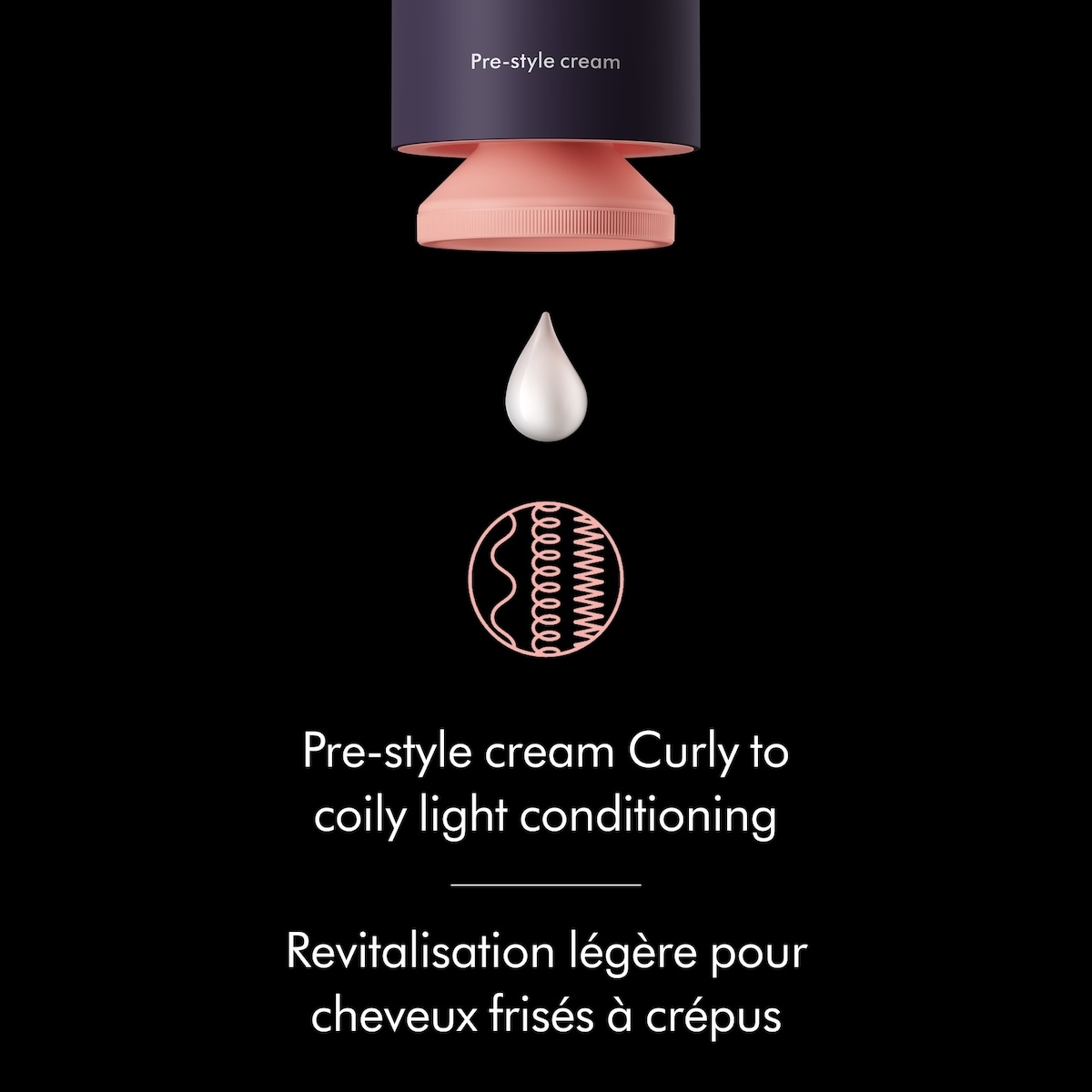 Dyson Chitosan™ Pre-style Cream, Curly to coily light conditioning (100ml)