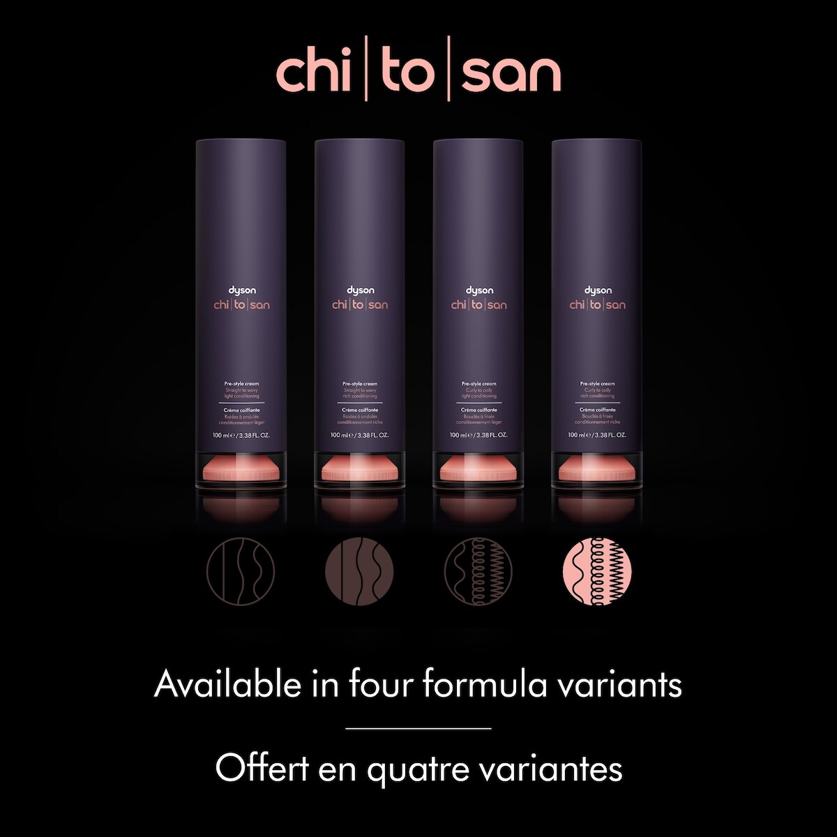 Crème de précoiffage Dyson Chitosan pour revitalisation riche des cheveux bouclés à crépus (100ml)