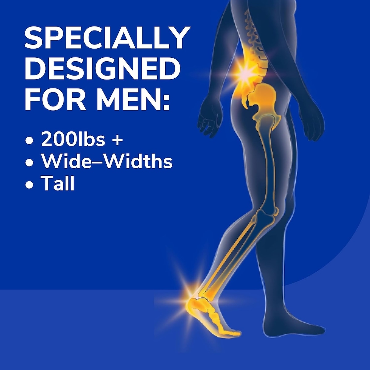 Heavy Duty Support Insole Orthotics, Big & Tall, 200lbs+, Men, Size 8-14